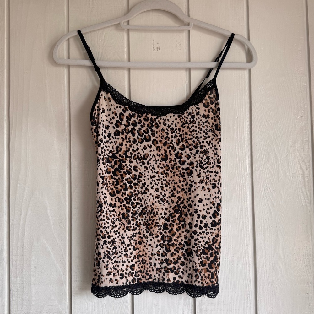 Y2K Leopard Print Camisole with Lace Trim